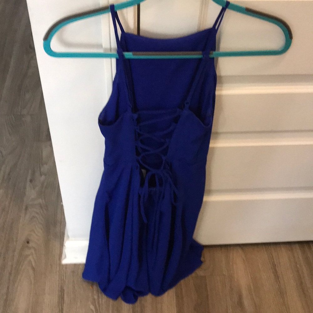 Royal blue cross-back cocktail dress